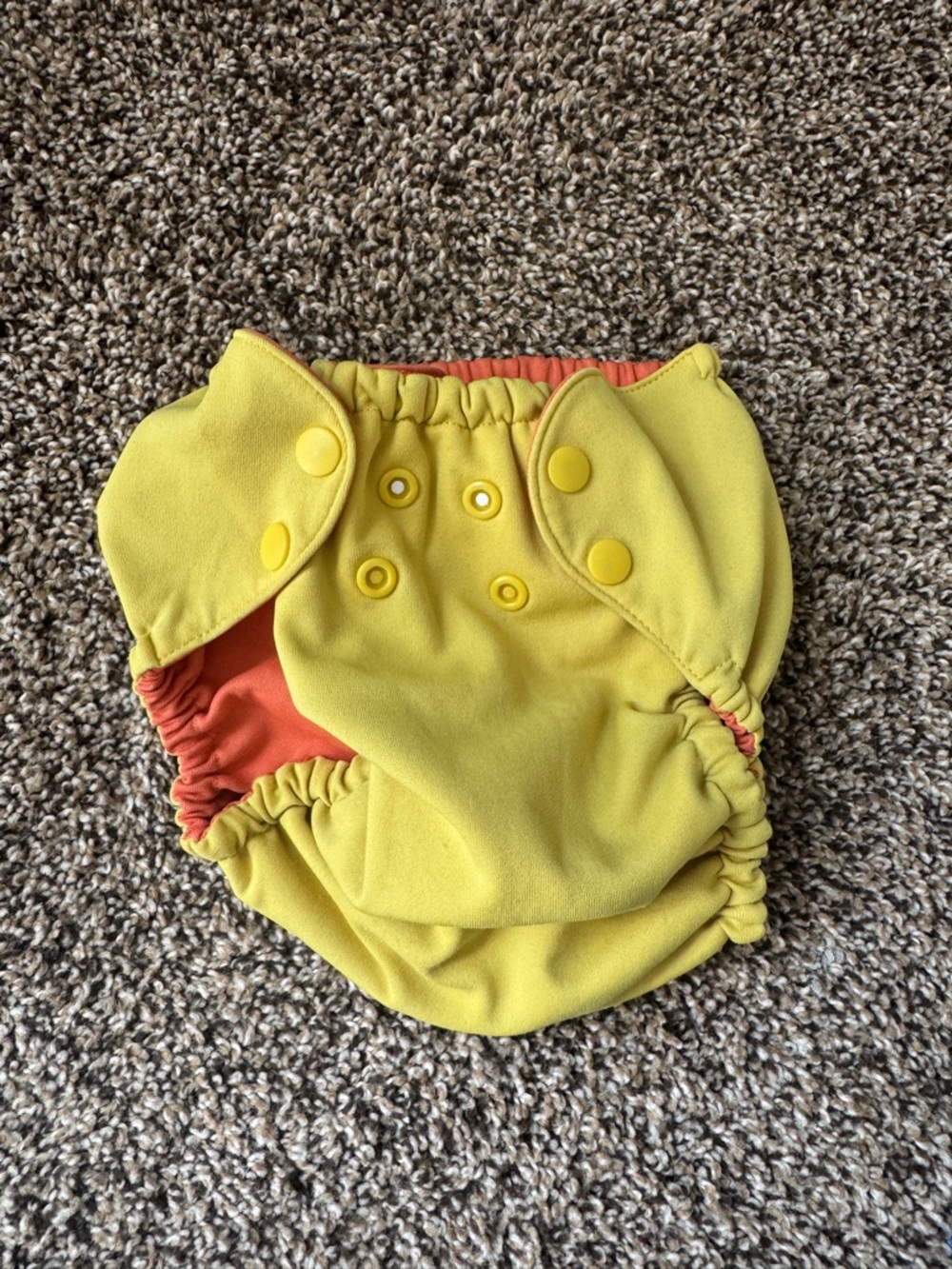 Esembly Reusable Yellow Cloth Diaper Cover with Orange Lining